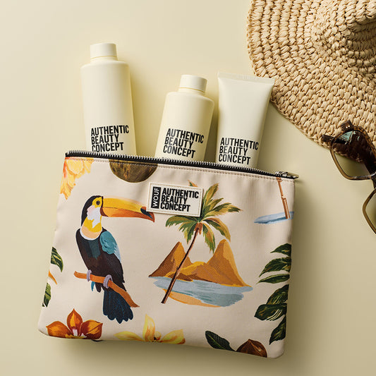 Authentic Beauty Concept Replenish WOUF Summer Beauty Bag mit Cleanser, Conditioner und Split End Remedy