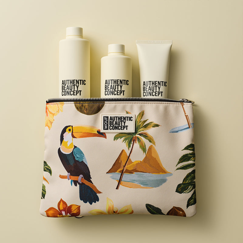 Authentic Beauty Concept Replenish WOUF Summer Beauty Bag mit Cleanser, Conditioner und Split End Remedy